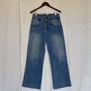 House of Harlow 1960 Stretch Cotton Denim High Rise Wide Leg Retro Jeans Size 30